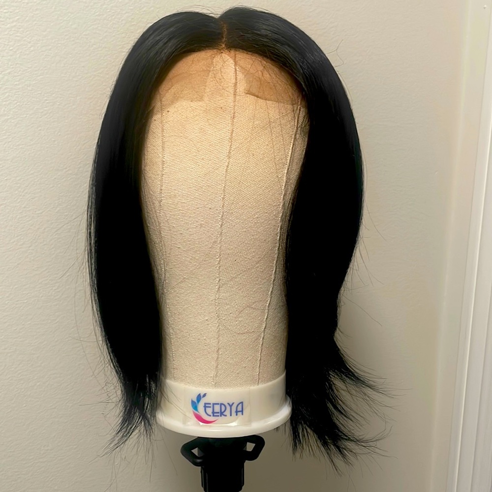 Synthetic lace front wig asymmetrical style